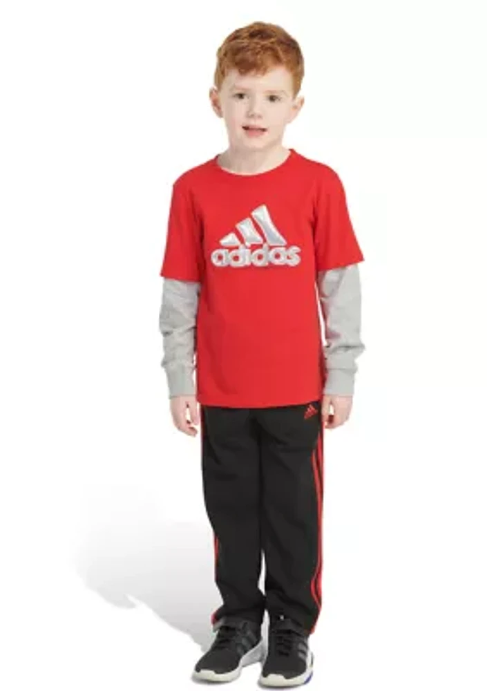 Toddler Boys 2 Piece Layered Cotton Graphic T-Shirt and Pants Set