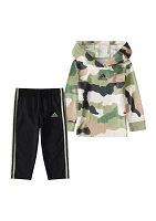 Baby Boys Two Piece Printed Hooded T-Shirt and Pants Set