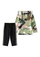 Baby Boys Two Piece Printed Hooded T-Shirt and Pants Set