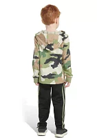 Toddler Boys Two Piece Printed Hooded T-Shirt and Pants Set