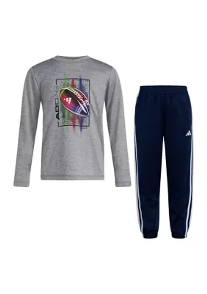 Boys 4-7 Polyester Mélange T-Shirt and  Joggers Set