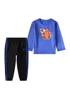 Baby Boys 2 Piece Polyester Mélange T-Shirt and Joggers Set