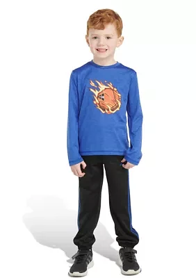 Toddler Boys 2 Piece Polyester Mélange Graphic T-Shirt and Joggers