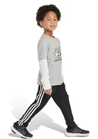 Boys 4-7 Heather Layered Graphic T-Shirt and Pants Set