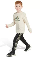 Boys 4-7 Two Piece Long Sleeve Cotton T-Shirt and Joggers Set