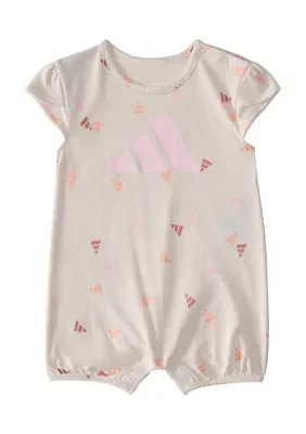 Baby Girls Short Sleeve Printed Heather Shortie Romper