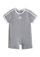 Baby Boys  Short Sleeve 3-Stripe Logo Heather Romper