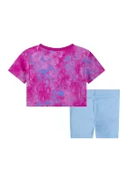 Baby Girls Boxy Printed Graphic T-Shirt and Bike Shorts