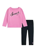 Baby Girls Graphic Sweatshirt and Shine Leggings Set