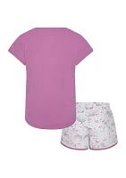 Baby Girls Dri Fit Graphic T-Shirt and Shorts Set