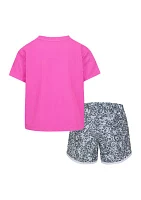 Baby Girls Dri Fit Graphic T-Shirt and Shorts Set