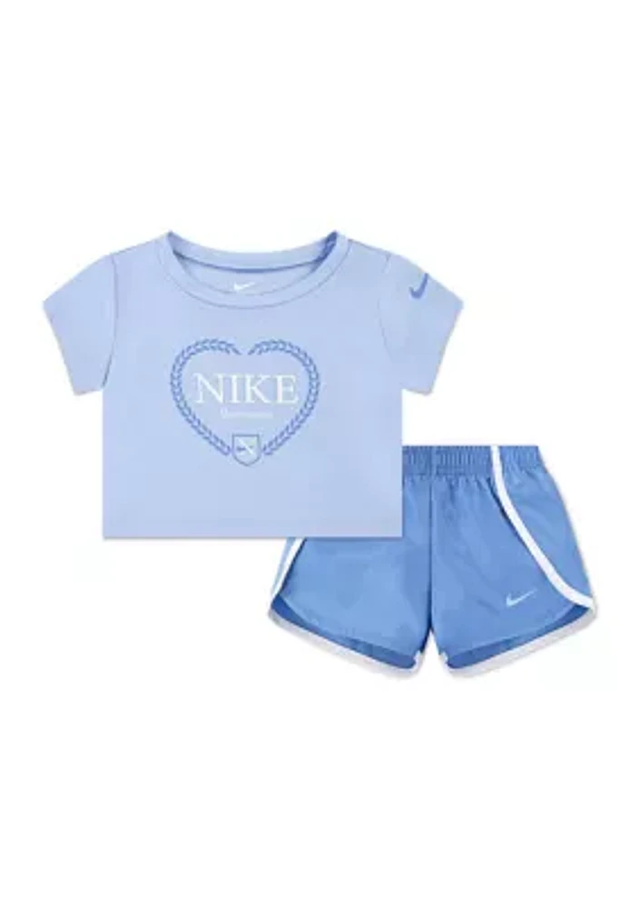 Baby Girls Interlock Dri Fit T-Shirt and Shorts Set