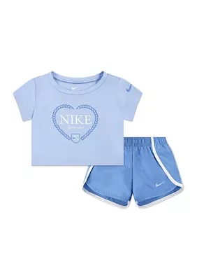 Baby Girls Interlock Dri Fit T-Shirt and Shorts Set