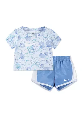 Baby Girls Dri Fit Graphic T-Shirt and Shorts Set