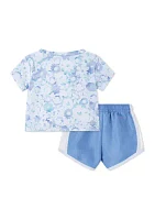 Baby Girls Dri Fit Graphic T-Shirt and Shorts Set