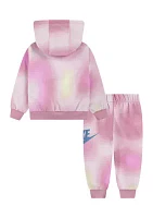 Toddler Girls Solarized Printed Graphic Hoodie and Pants Set