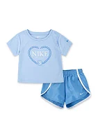 Toddler Girls Interlock Dri Fit Shorts Set