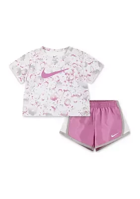 Toddler Girls Dri Fit Interlock T-Shirt and Shorts Set