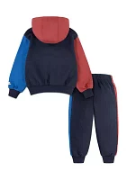 Toddler Boys Color Blocked Graphic Hoodie and Joggers Set