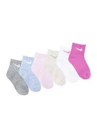 Girls Solid Multicolored Socks - 6 Pack