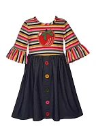 Girls 4-6x Apple Appliqué Dress