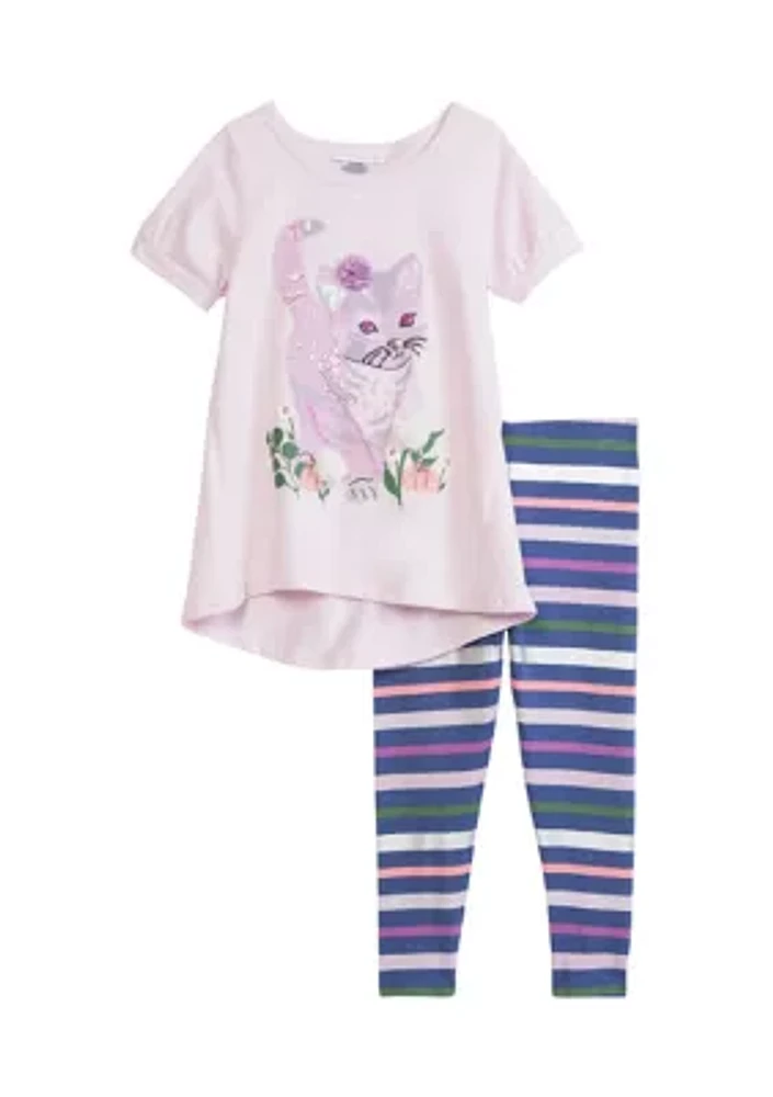 Girls 4-6x Glitter Cat Set