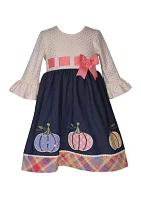 Girls 4-6x Pumpkin Appliqué Dress