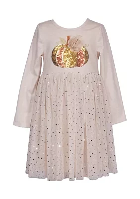 Girls 4-6x Pumpkin Appliqué Dress