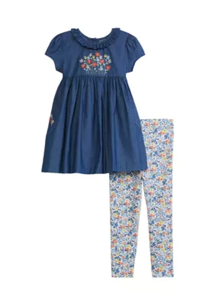 Girls 4-6x Embroidered Denim Set