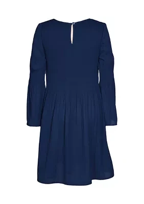 Girls 7-16 Pleated Crepe Dress