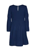 Girls 7-16 Pleated Crepe Dress