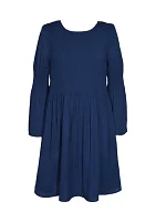 Girls 7-16 Pleated Crepe Dress