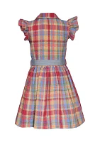 Girls 7-16 Plaid Printed Seersucker Dress