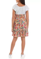 Girls 7-16 Smock Waist Mash Up Dress