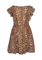 Girls 7-16 Animal Printed Chiffon Dress