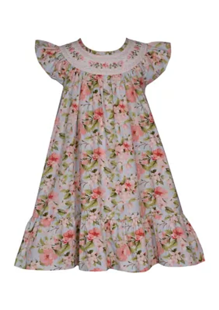 Girls 4-6x Floral Printed Smocked Dress