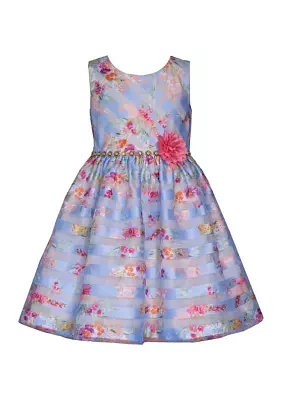 Girls 4-6x Floral Shadow Stripe Dress