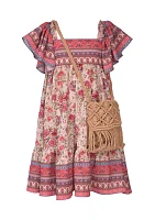 Girls 4-6x Floral Border Printed Dress