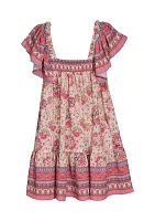 Girls 4-6x Floral Border Printed Dress