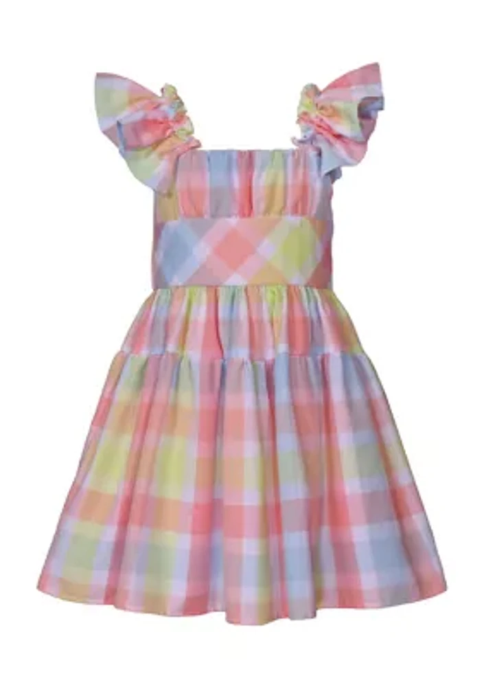 Girls 4-6x Multi Plaid Linen Dress