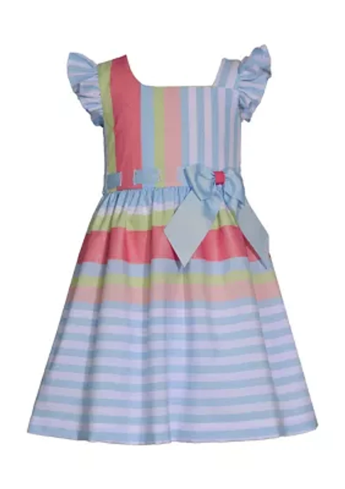 Girls 4-6x Stripe Linen Pull Through Dress