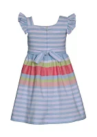 Girls 4-6x Stripe Linen Pull Through Dress