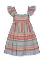 Girls 4-6x Muted Stripe Linen Dress