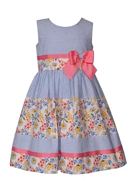 Girls 4-6x Floral Stripe Mixed Printed Dress