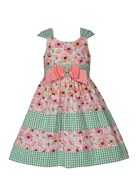 Girls 4-6x Floral Check Mix Printed Dress