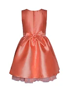 Girls 7-16 Mikado Dress with Bow and High Low Hem