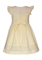 Girls 7-16 Flutter Linen Lace Inset Dress