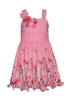 Girls 7-16 Floral Border Wire Hem Dress