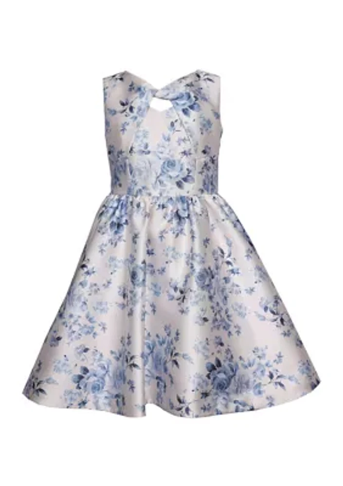 Girls 7-16 Printed Mikado Dress