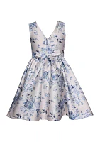 Girls 7-16 Printed Mikado Dress